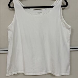 Eileen Fisher White Sleeveless Tank Top Sz XL 90% Cotton Made in USA